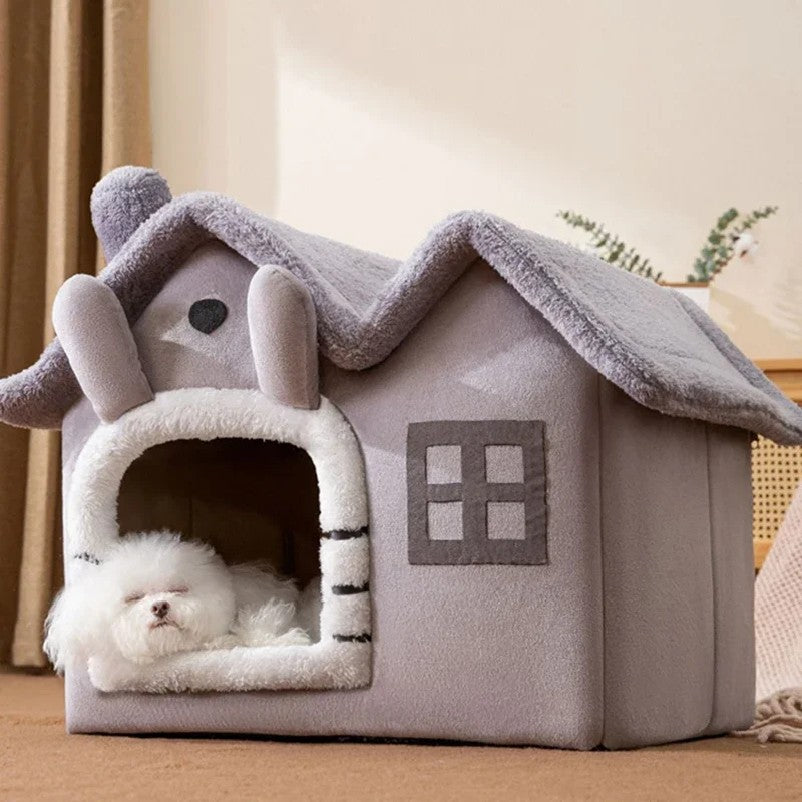 Cama/Casinha Dobrável para Cães e Gatos Pequenos e Médios, Cama Quente de Invern
