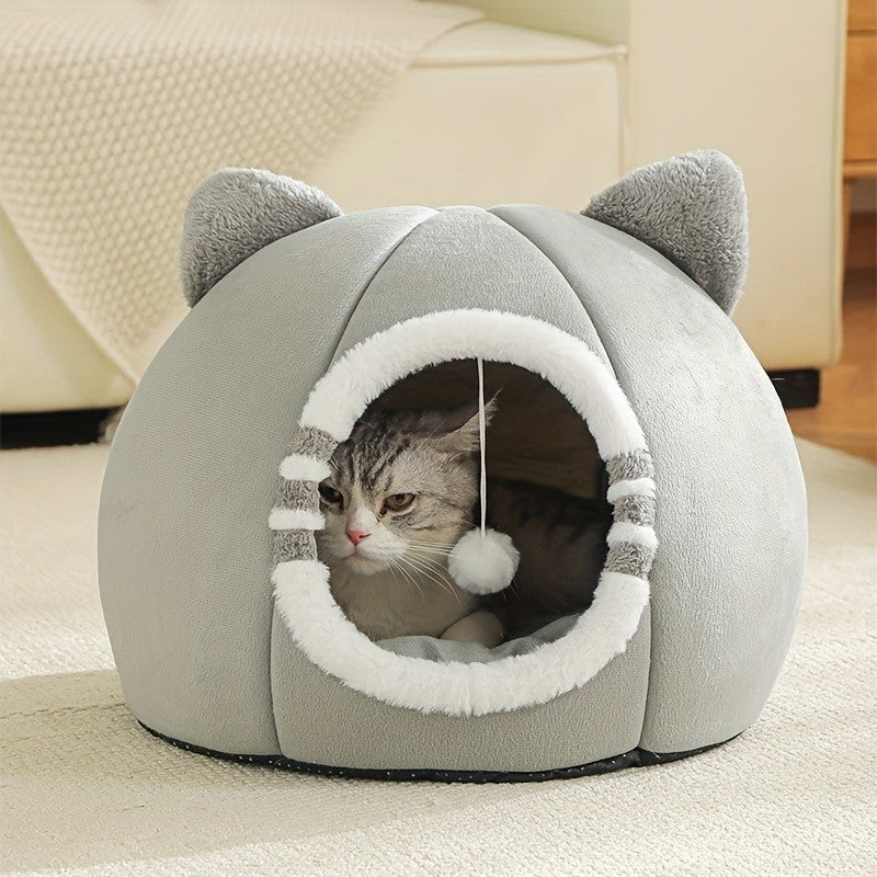 Cama Toca para Gatos com Colchão Macio para Sono Profundo, Produtos para Animais