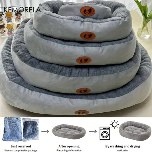 Cama oval de pelúcia para cães e gatos, almofada absorvente lavável para todas a