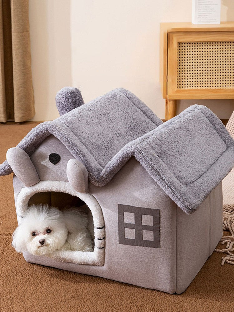 Cama/Casinha Dobrável para Cães e Gatos Pequenos e Médios, Cama Quente de Invern