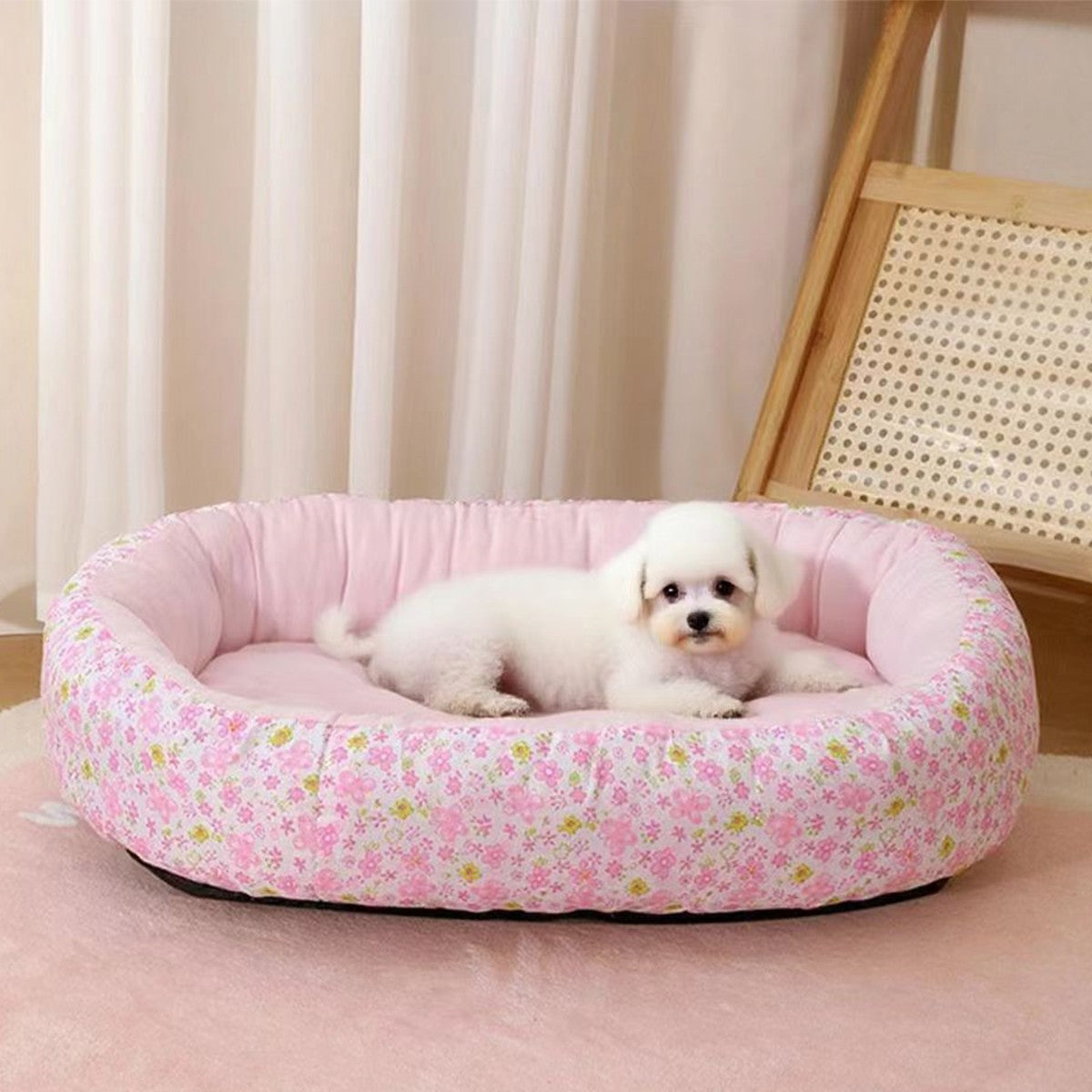 Cama floral para cães, toda a temporada, buldogue francês, chihuahua, cama macia