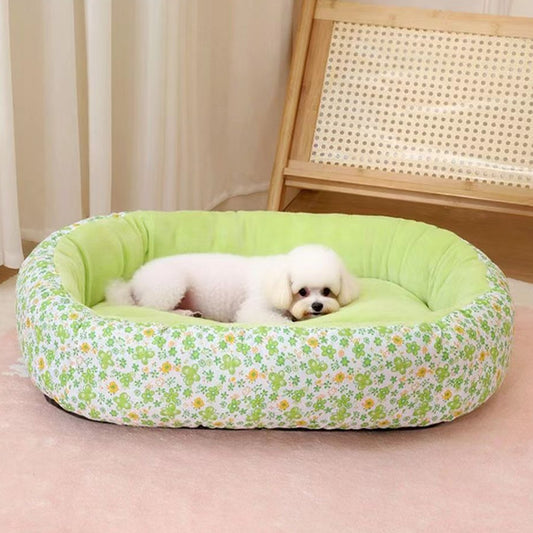 Cama floral para cães, toda a temporada, buldogue francês, chihuahua, cama macia