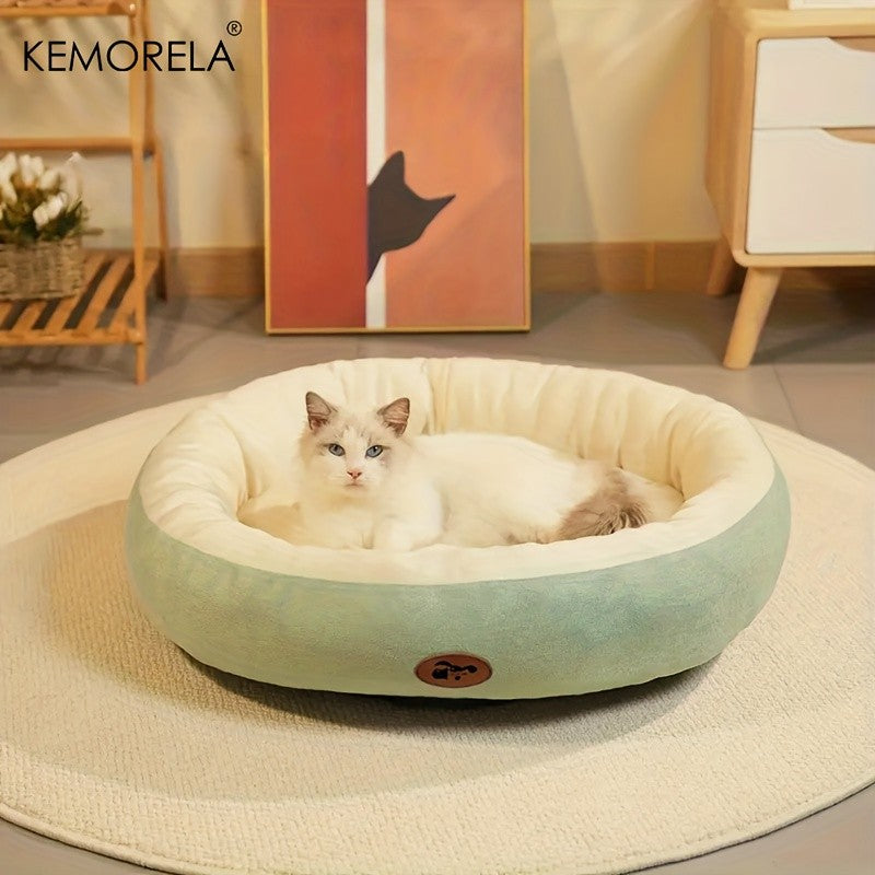 Cama oval de pelúcia para cães e gatos, almofada absorvente lavável para todas a