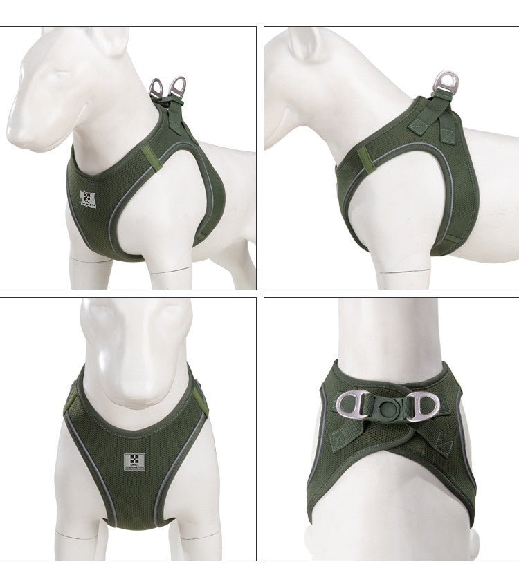 Conjunto de Coleira e Arnês para Cães Pequenos e Médios, Ajustável, Refletivo, C