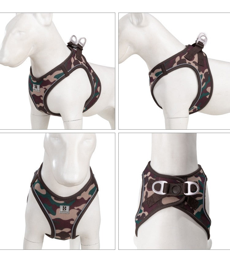 Conjunto de Coleira e Arnês para Cães Pequenos e Médios, Ajustável, Refletivo, C