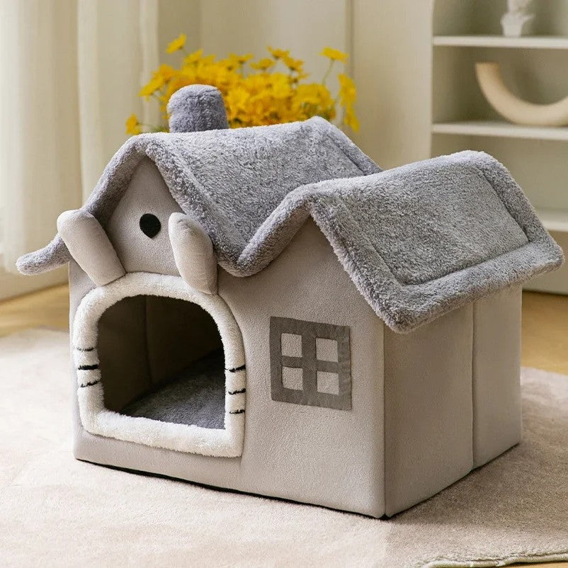 Cama/Casinha Dobrável para Cães e Gatos Pequenos e Médios, Cama Quente de Invern