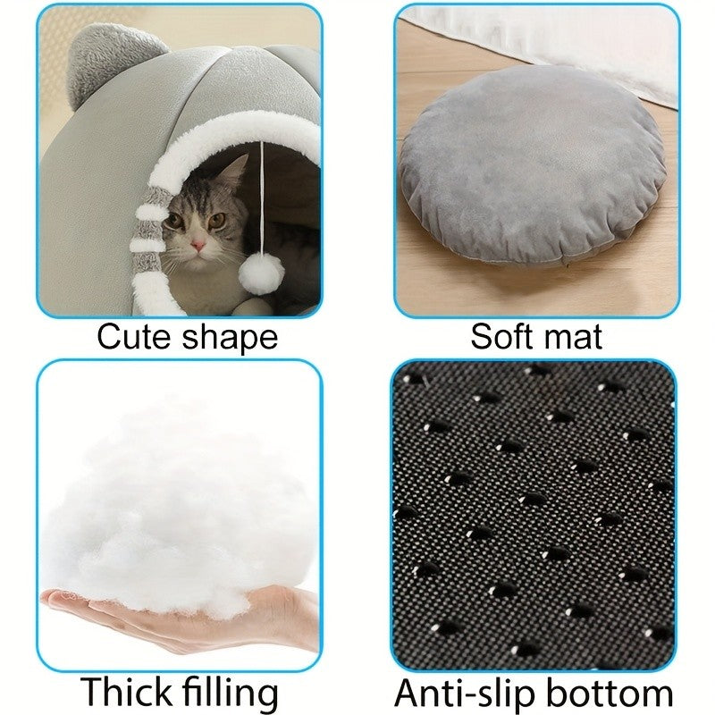 Cama Toca para Gatos com Colchão Macio para Sono Profundo, Produtos para Animais