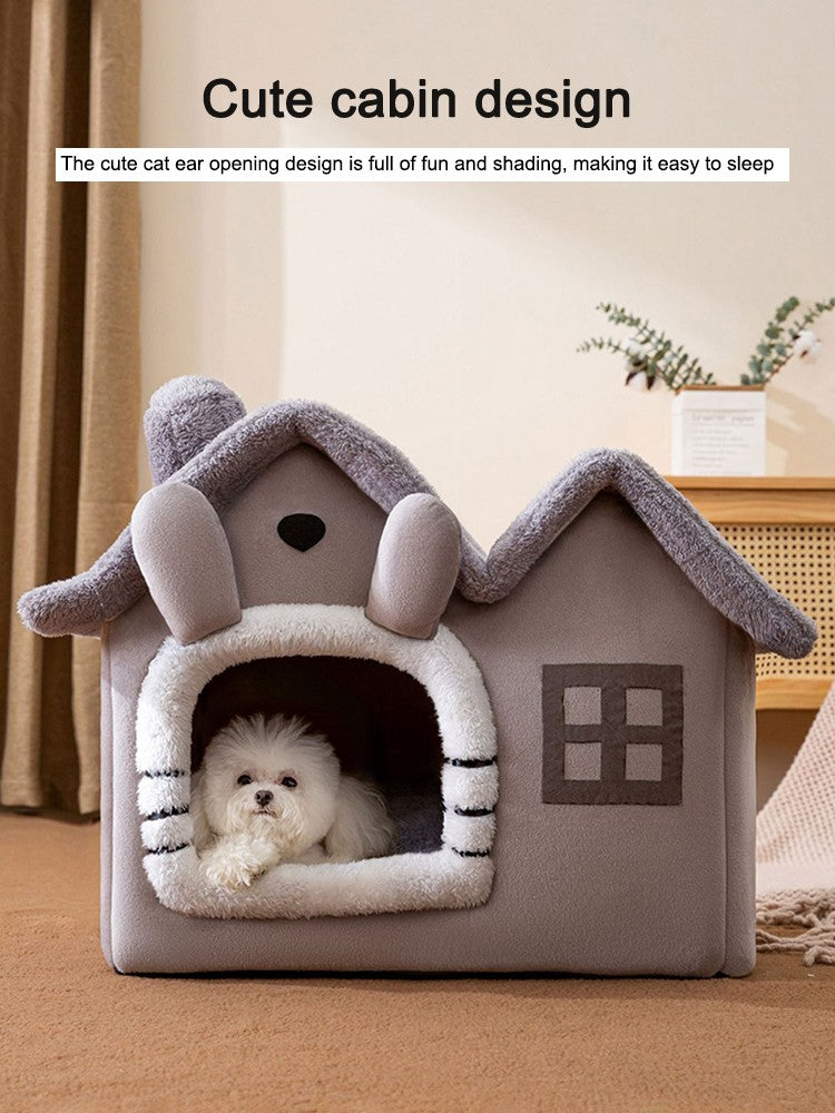 Cama/Casinha Dobrável para Cães e Gatos Pequenos e Médios, Cama Quente de Invern