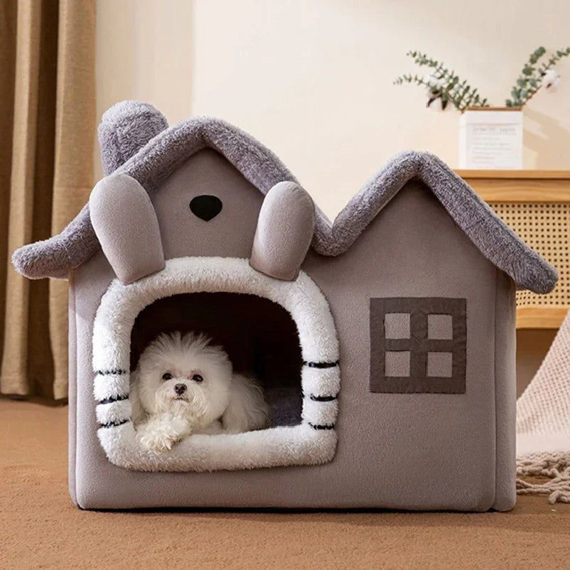 Cama/Casinha Dobrável para Cães e Gatos Pequenos e Médios, Cama Quente de Invern