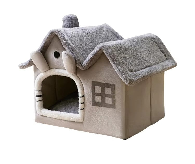 Cama/Casinha Dobrável para Cães e Gatos Pequenos e Médios, Cama Quente de Invern