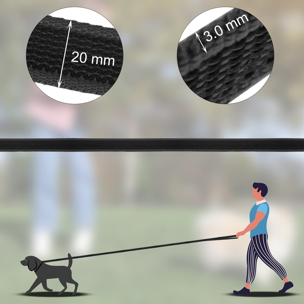 Coleira para Cães de 1.5M, 2M, 3M, 15M, 10M, 5 Metros, de Látex e Seda, Leve e C