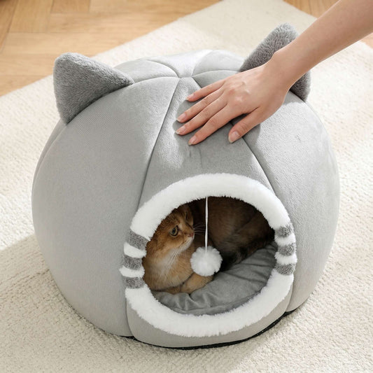 Cama Toca para Gatos com Colchão Macio para Sono Profundo, Produtos para Animais