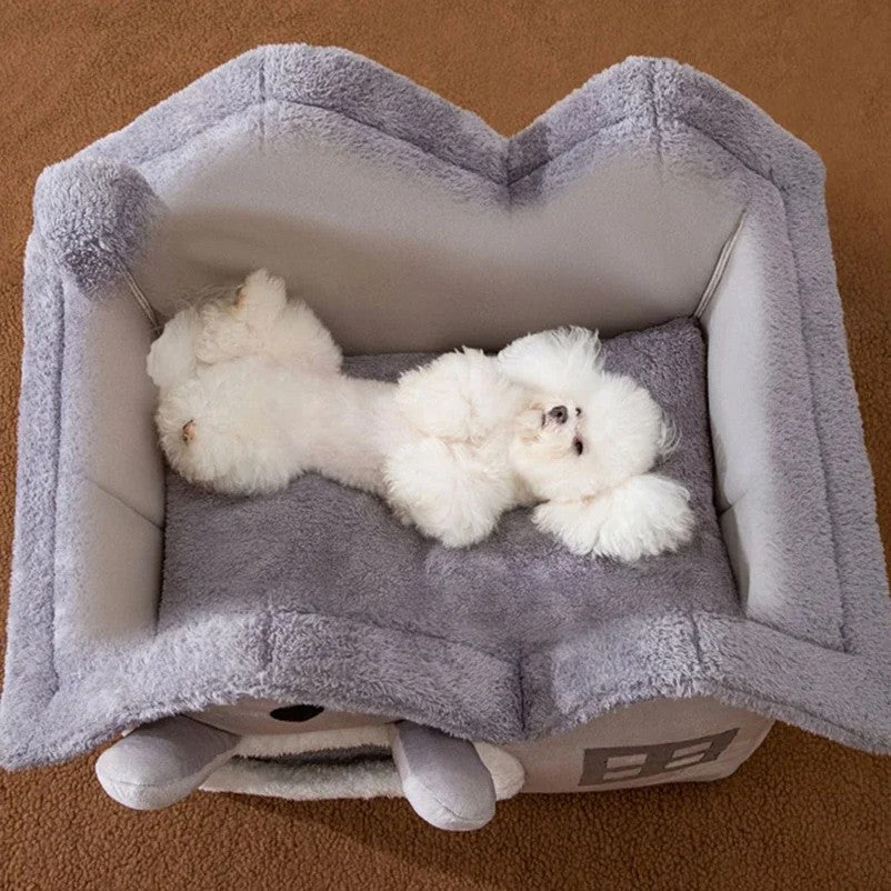 Cama/Casinha Dobrável para Cães e Gatos Pequenos e Médios, Cama Quente de Invern