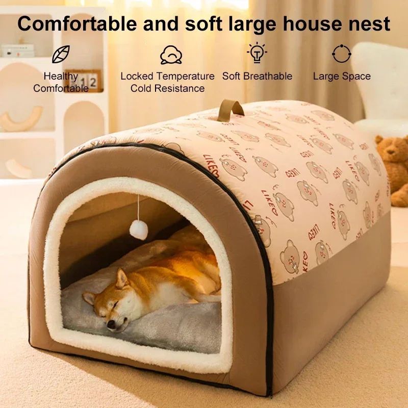 Cama Quente de Inverno para Cães, Removível, Ninho Aconchegante para Cães e Gato