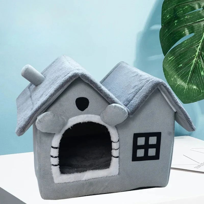 Cama/Casinha Dobrável para Cães e Gatos Pequenos e Médios, Cama Quente de Invern