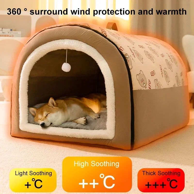 Cama Quente de Inverno para Cães, Removível, Ninho Aconchegante para Cães e Gato