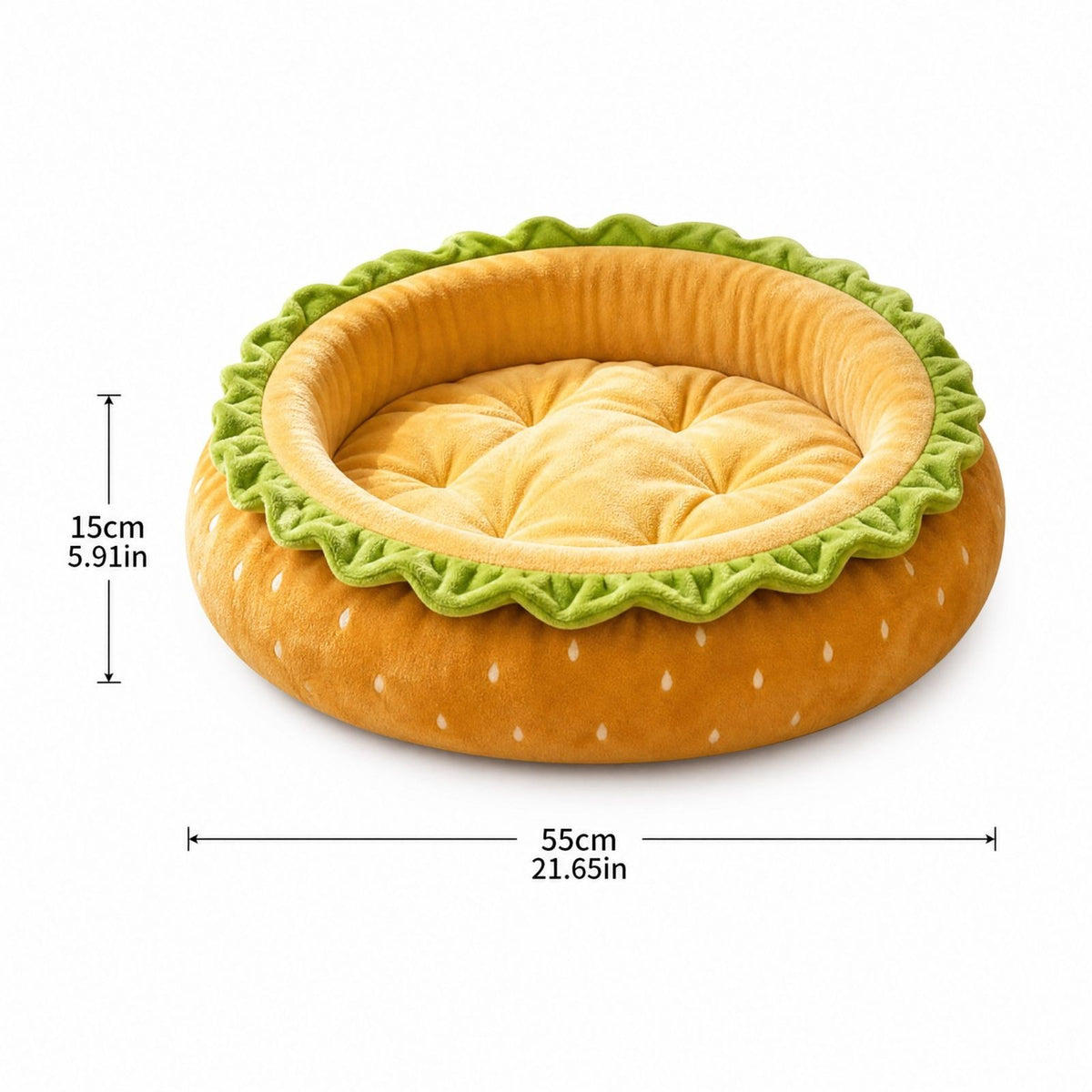 Cama para animais de estimação em formato de pão de hambúrguer, macia e quente,