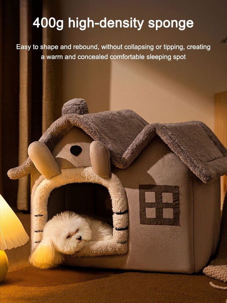 Cama/Casinha Dobrável para Cães e Gatos Pequenos e Médios, Cama Quente de Invern