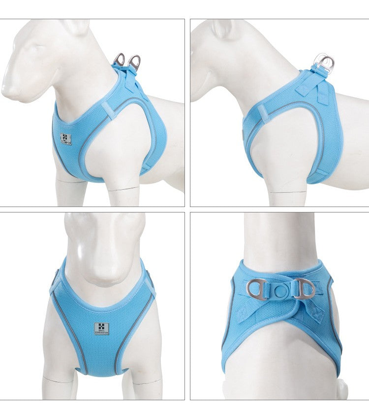 Conjunto de Coleira e Arnês para Cães Pequenos e Médios, Ajustável, Refletivo, C