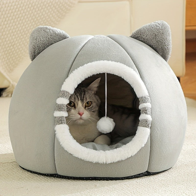 Cama Toca para Gatos com Colchão Macio para Sono Profundo, Produtos para Animais
