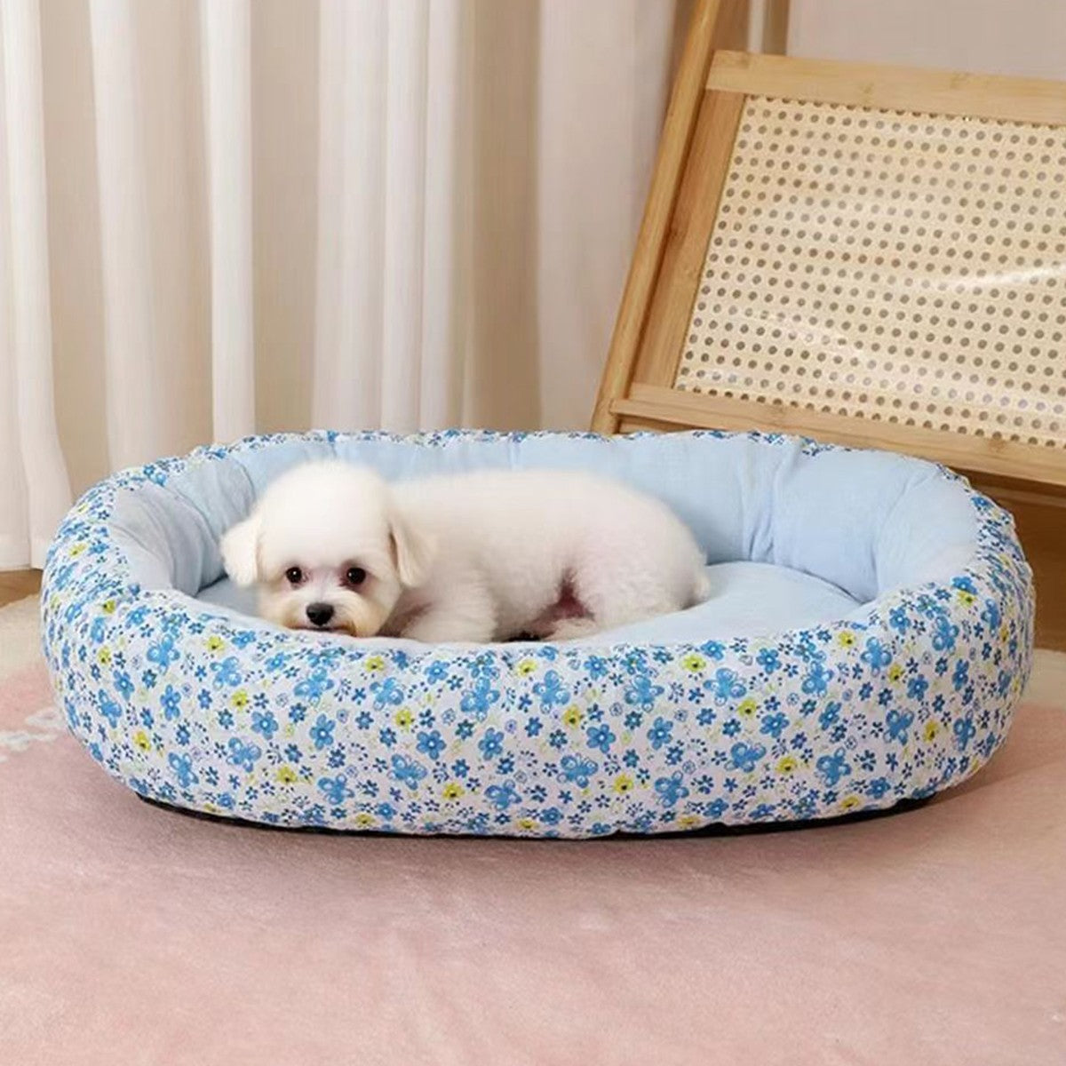 Cama floral para cães, toda a temporada, buldogue francês, chihuahua, cama macia